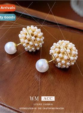 lver needle pearl orb a two wear ring Korea versatile earrin