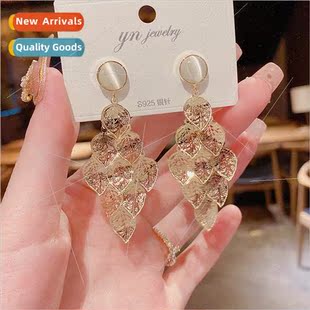 female leaves leaf storm rich tassel out hollowed earrings