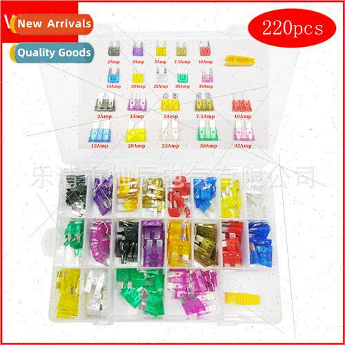 220PCS Medium Fuse Block Small Fuse+Plastic Clip Box Set Aut