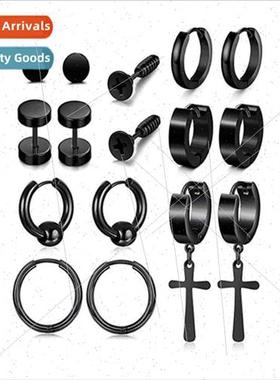 Fashion Cross Stainless Steel Set Dumbbell Screw Earrings Ea