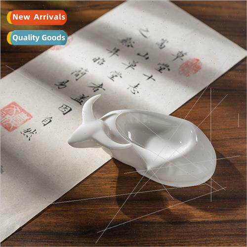 Snow country ceramics shepherd cow ink butterfly Dehua whe p