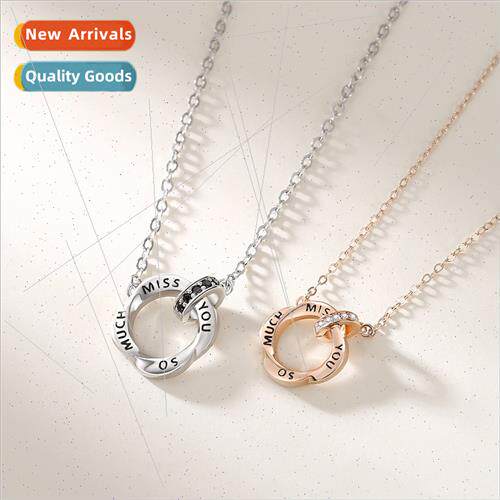 Couple Necklace Men Women Pair  mple Letter Double Ring Pend