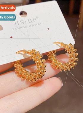 Cold wind metal ball winding earrings female niche minimalis