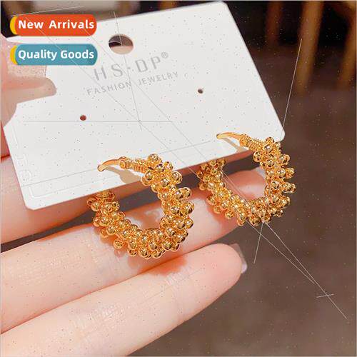 Cold wind metal ball winding earrings female niche minimalis