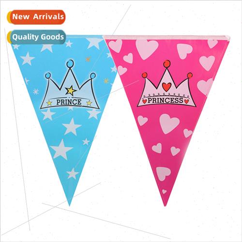 Baby 100 days birthday crown triangle color flag hanging fla