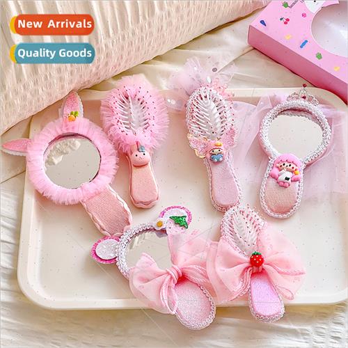 Cute children hairbrush wh mirror small comb comb broken hai