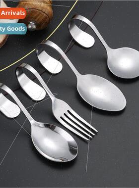 Stainless Steel Curved Handle Spoon Fork Buffet Creative Jap
