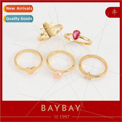 Chinese Gold Heart Ring Ring Europe Multiple Sets Hundred Ri