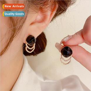 female s925 silver Korea fashion earrings pin niche diamond
