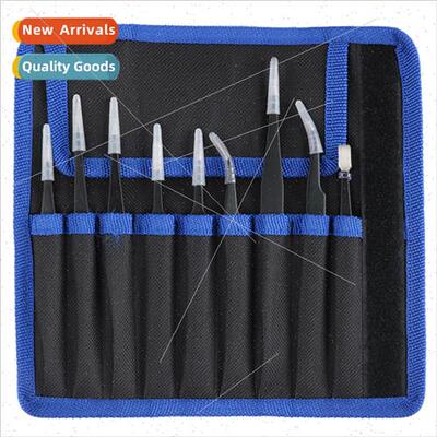 Stainless steel antistatic tweezers curved fine pointed anti