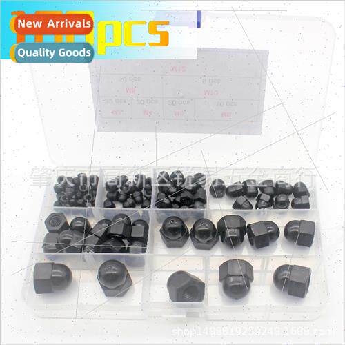 100pcs box M3-M12 black nylon hexagon cap nuts plastic dome