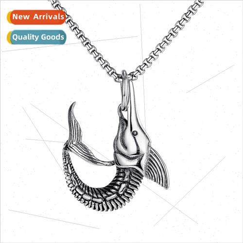 New Hip Hop Trend Fish Pendant Creative Men Tanium Steel Nec