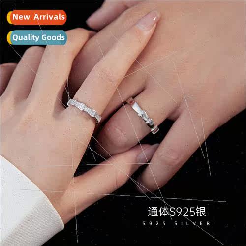 S925 silver simple bamboo couple ring men women pair ins nic