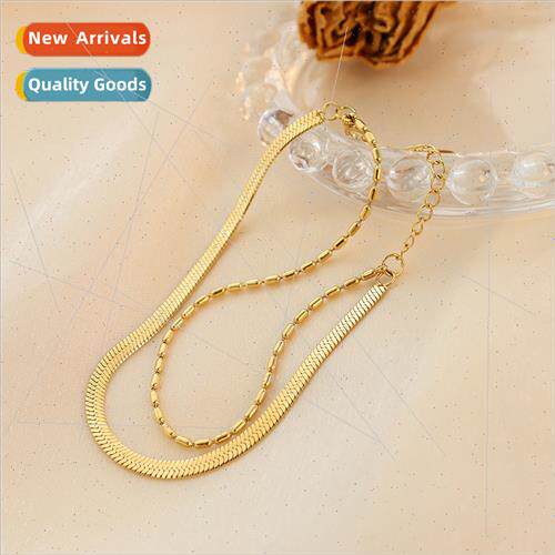 Rice Beads Exquise Blade Chain Combo Double Layer Bracelet T