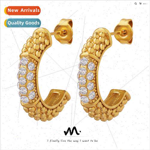 Vintage classical -fading tanium steel gold-plated C-shaped