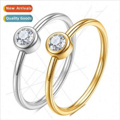 Japan mple 2MM Tanium Steel Diamond Ring Pair Ring Stainless