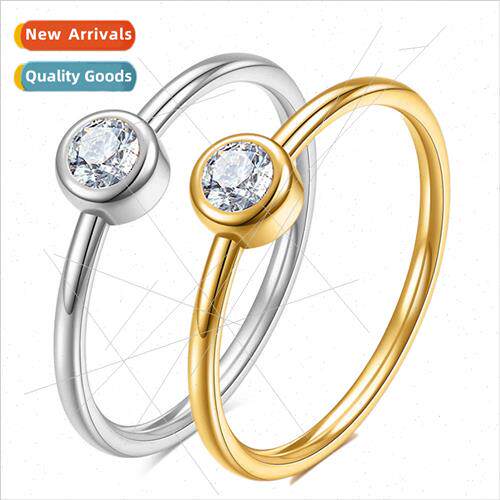 Japan mple 2MM Tanium Steel Diamond Ring Pair Ring Stainless