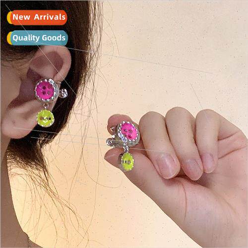 Summer dopamine candy color button ear bone clip female nich
