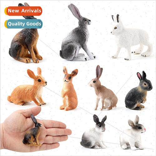 Wild animal model solid static squatting rabb doll set mini