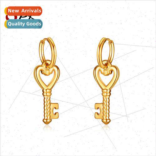 Europe Creative Stainless Steel Hollowed Out Heart Key Gold