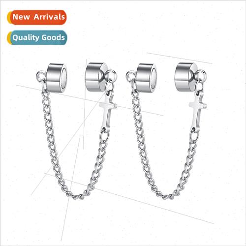 Europe retro hip-hop no ear piercing stainless steel chain c