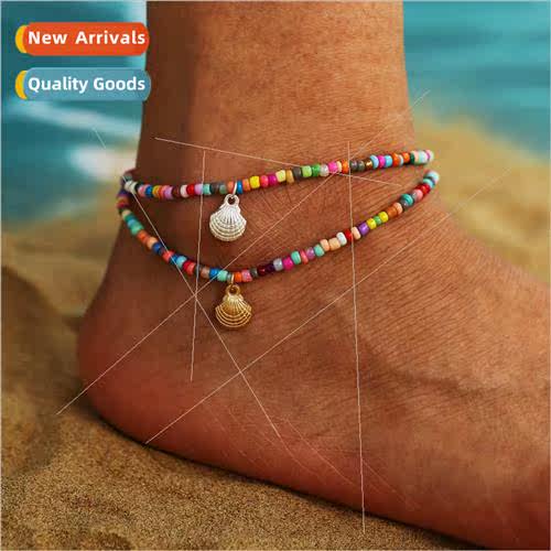 Fashion Beach Anklet Hundred Shell Colorful Rice Beads Cryst