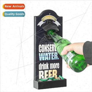 Beer Bottle Opener Creative MDF Wooden Black Wall Beer Bottl