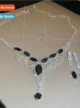 Diamond hollowed water drop tassel necklace fashion collarbo