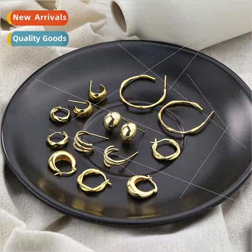 925 silver cold wind retro earrings summer Europe ins circle