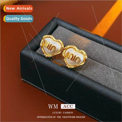 silver pin love letter pearl earrings earrings versatile
