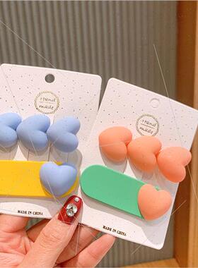 Koreachildren hair clips cute princess love color blocking B