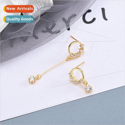 s925 silver Koreaset diamond wispy circle earrings niche asy