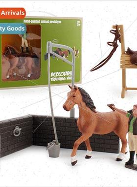 Animal Farm Scene Model Toys Wash Horse Set Solid Stallion B