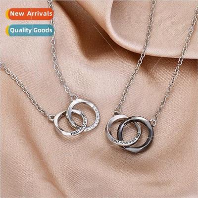 Interlocking Necklace Couple Men Women Pair Zirconia Pendant