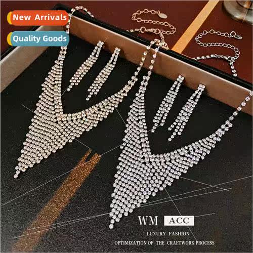 zirconia V-shaped tassel necklace fashion collarbone chain n