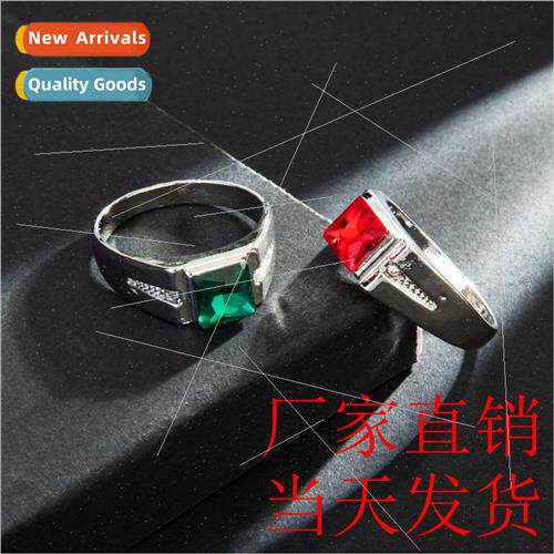 New Green Red Diamond Men Bully Ring Birthday