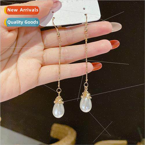 Koreasimple pearl ear hook earrings elegant long match earri