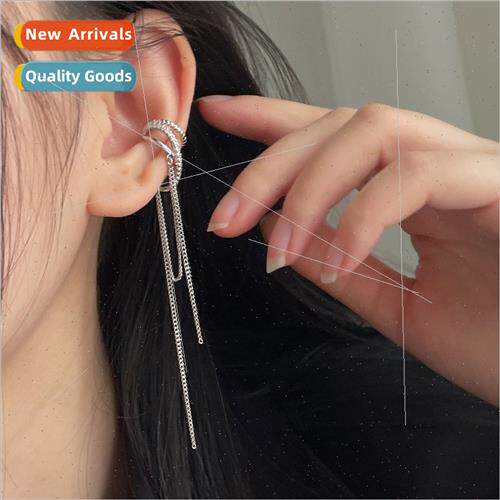 Long clip-on chain no ear hole ear hanging small multilayer