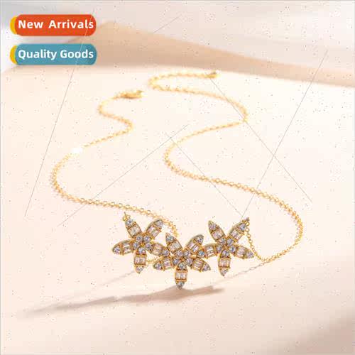 New tide flower zirconia necklace female collarbone chain ni