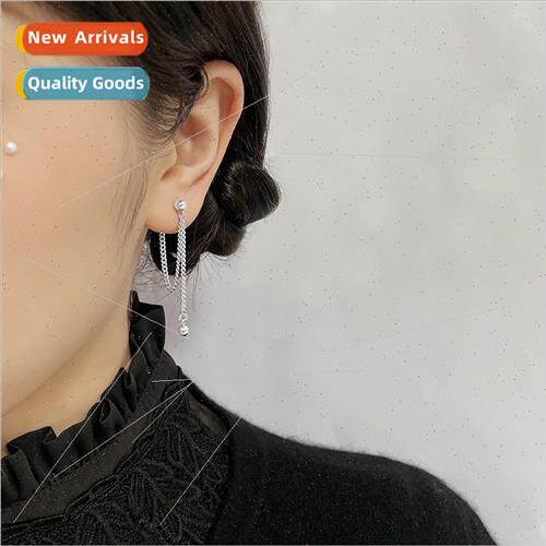 Women ear jewelry Korea round face thin silver ball light be