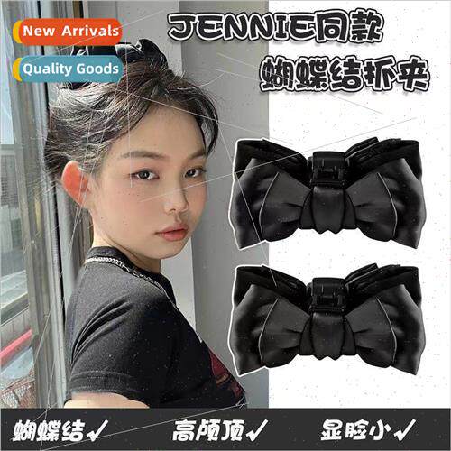 Headdress black double-sided large bow grab clip hair access