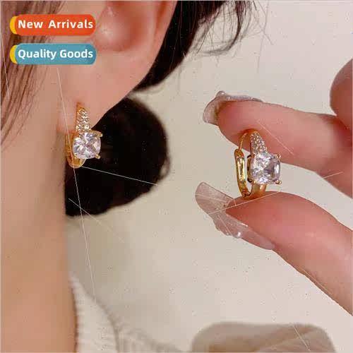 Koreasimple small hundred wh square diamond earrings super f