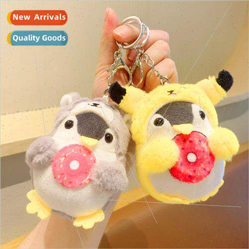 Donut penguin plush toys cute doll keychain mini couple doll