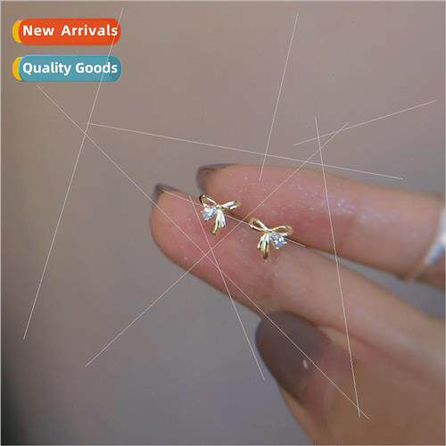 New girls heart knot simple water drop diamond earrings swee