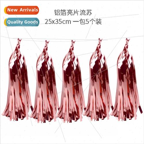 Rose gold paper tassel aluminum foil sequins diy paper tasse