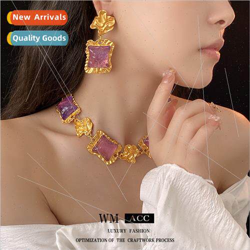 lver needle irregular square earrings lerary retro court ear