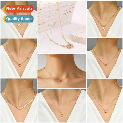 Love Shape Circle Zirconia Necklace Women Insignia Jewelry P