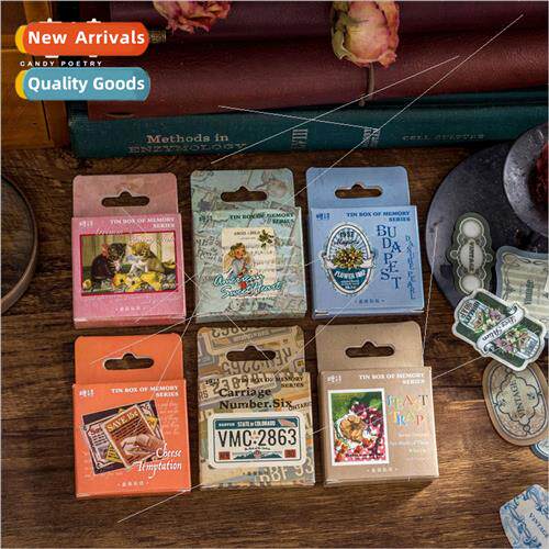 PET boxed stickers Memory tin box retro label seal stickers