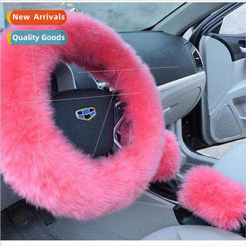 Sheepskin Wool Car Steering Wheel Cover Leather Handle Cover