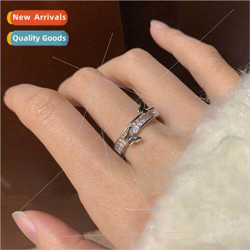 Zirconia Butterfly Ring French Delicate Index Ring Sparkling